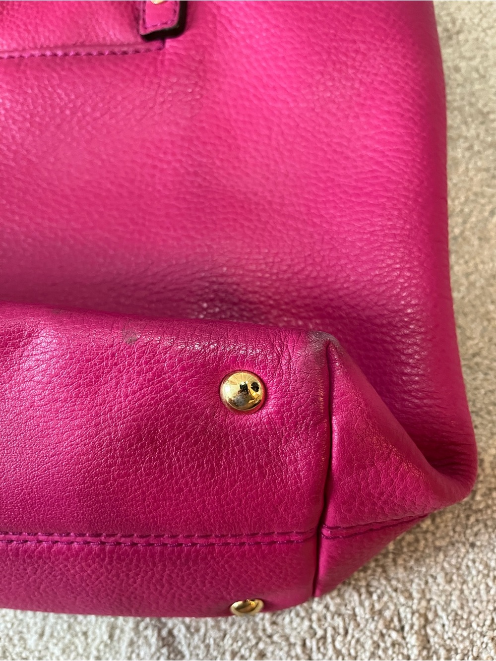 Michael Kors Fuchsia Leather Tote with Gold Chain Details - Picture 13 of 15